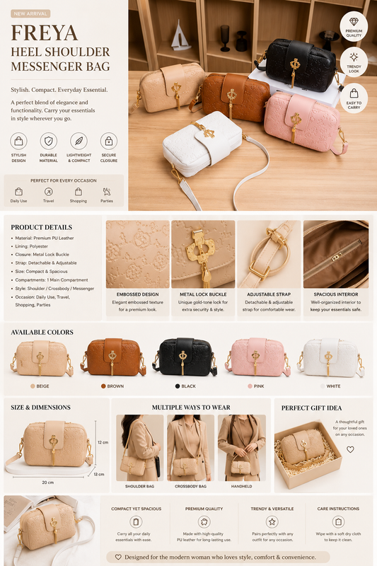 Freya heel shoulder messenger bag for women in multiple colors