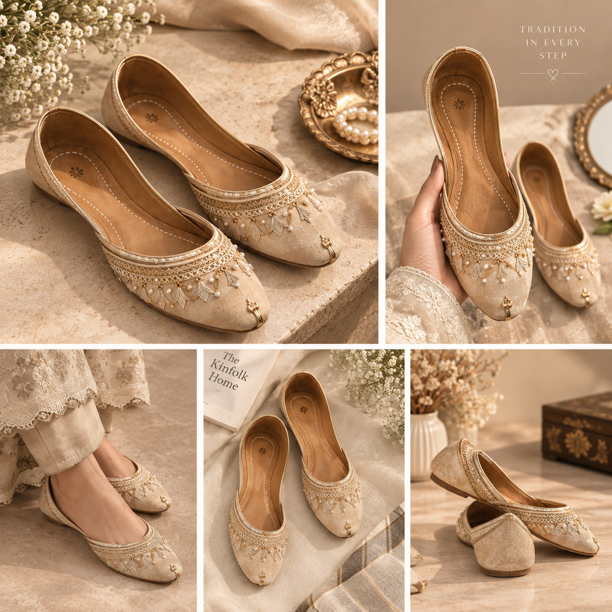 Traditional embroidered khussa flats for women