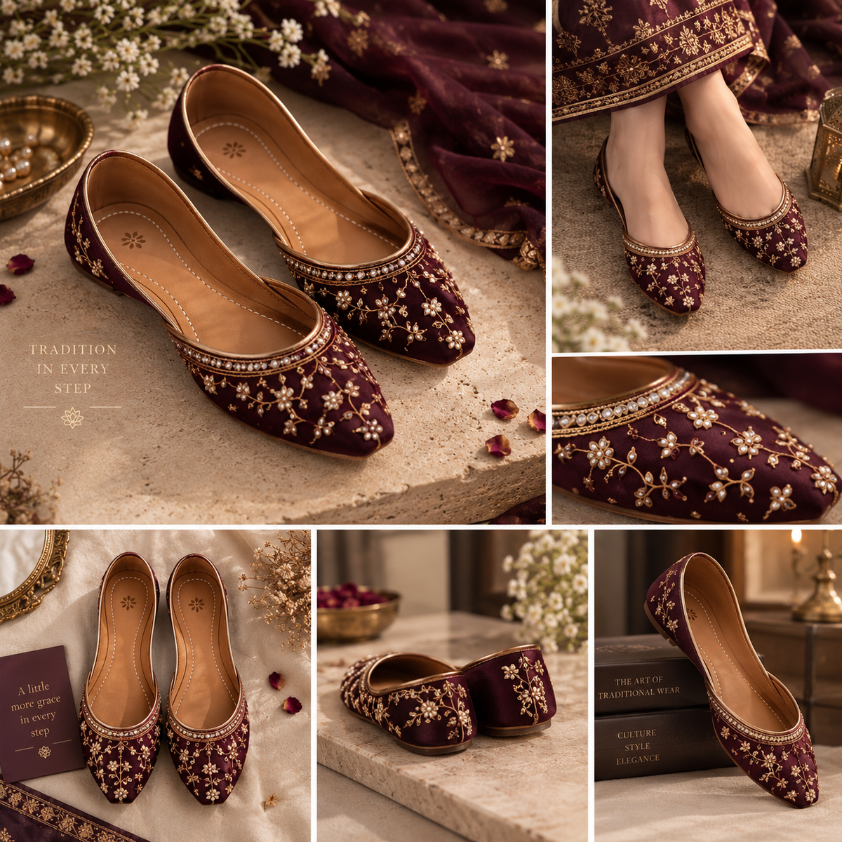 Elegant embroidered khussa footwear for women